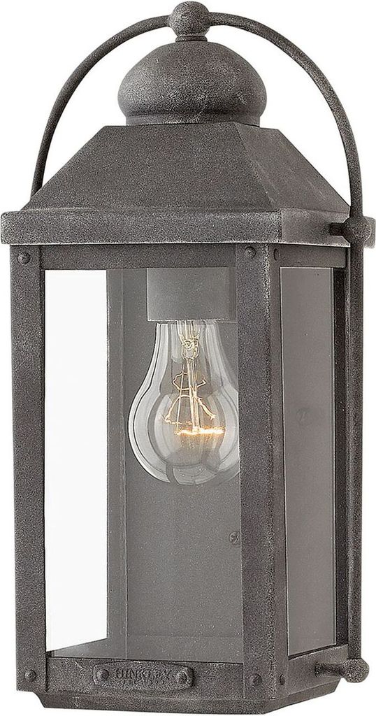 Außenwandlampe Aluminium Glas H: 33,5 cm IP44 Zink verwittert E27 Vintage Wandlampe außen