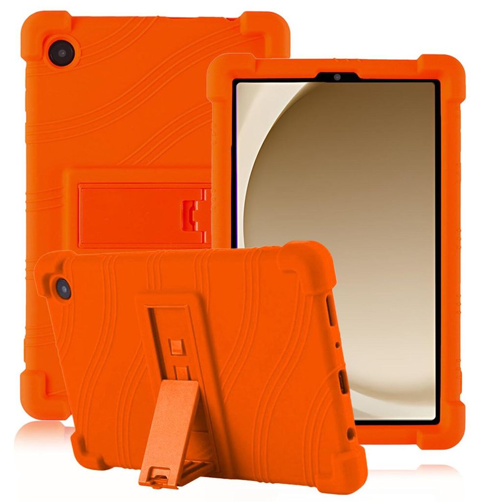 Tablet Hülle für Samsung Galaxy Tab A9 8.7" 2025, Stoßfeste Weiches Silikon Schutzhülle mit Standfunktion Orange