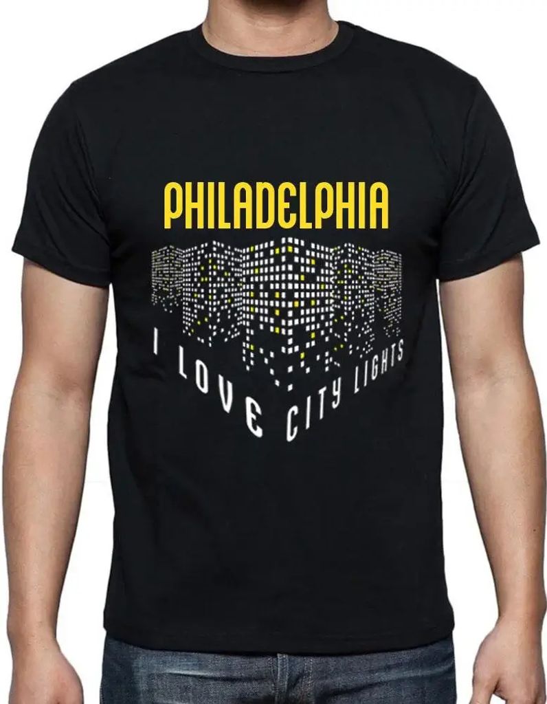 Herren Grafik T-Shirt Ich liebe die Lichter von Philadelphia – I Love Philadelphia Lights – Öko-Verantwortlich Vintage Jahrgang Kurzarm Lustig...