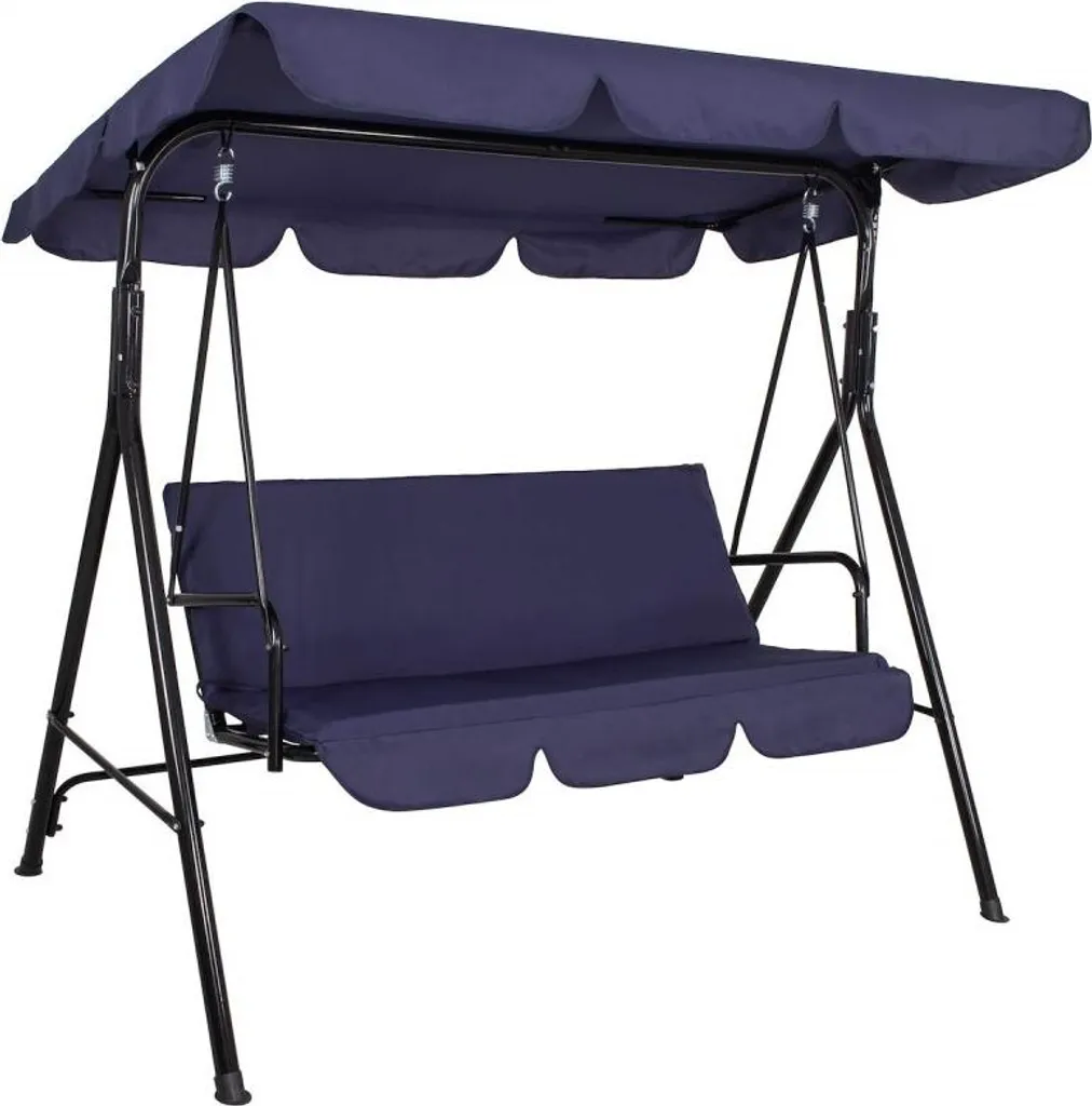 Offerta Altalena 3 Posti Blu da Giardino | Dondolo Esterno Acciaio