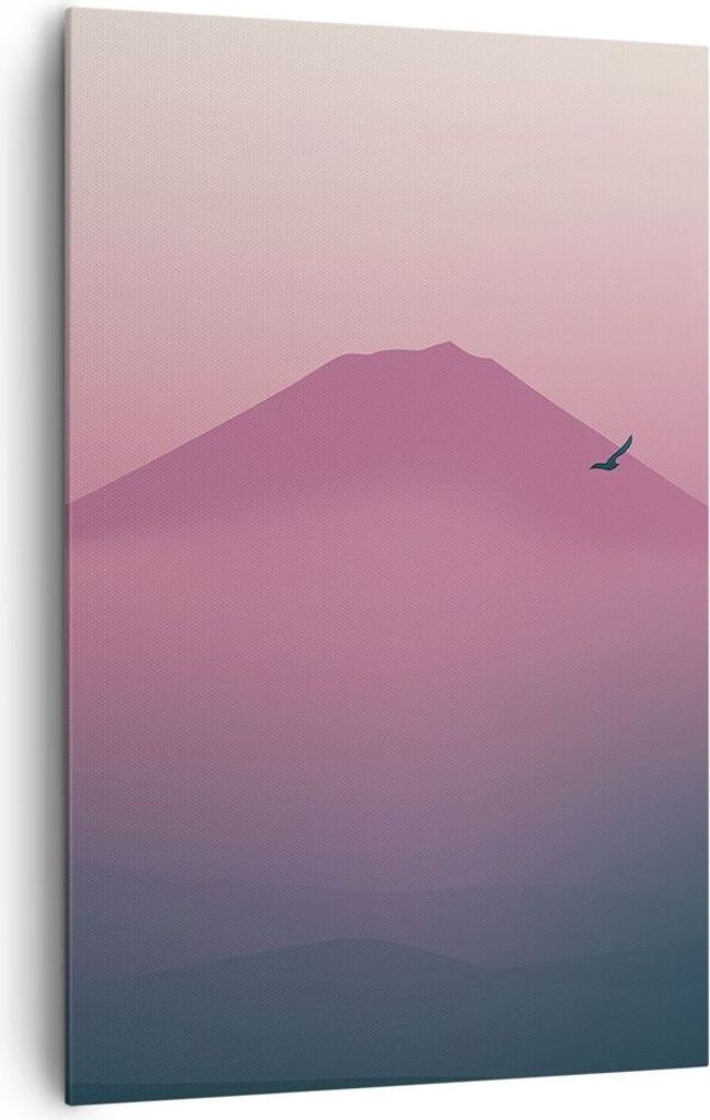 Bild auf Leinwand - Leinwandbild - Einteilig - Vulkan Vogel Natur - 80x120cm - Wand Bild - Wanddeko - Wandbilder - Leinwanddruck - Wanddekoration -...