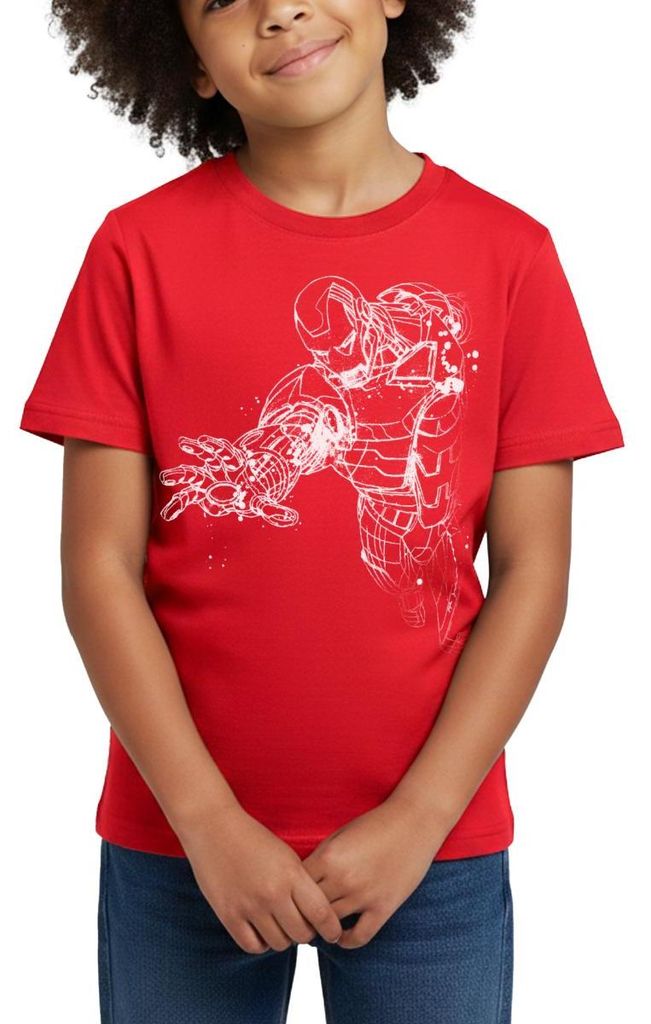 Spreadshirt Avengers Superhelden Iron Man Kinder T-Shirt, 98/104 (3-4 Jahre), Rot