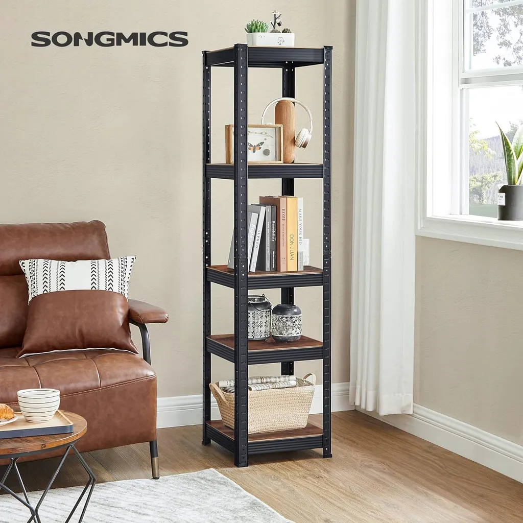 Bibliothèque colonne de rangement 5 étagères en métal robuste 150 cm noir
