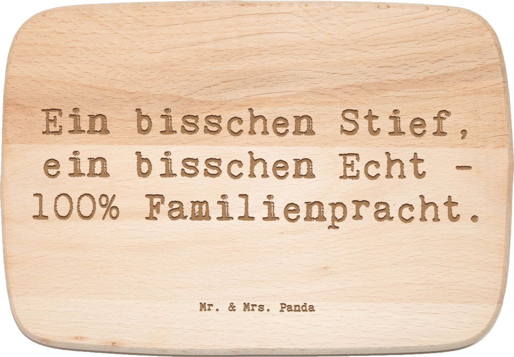 Mr. & Mrs. Panda Schneidebrett Holz Spruch Liebe Stiefenkel - Transparent - Geschenk, einzigartige Designs, Patchworkfamilie, vesperbrett, Frühst...