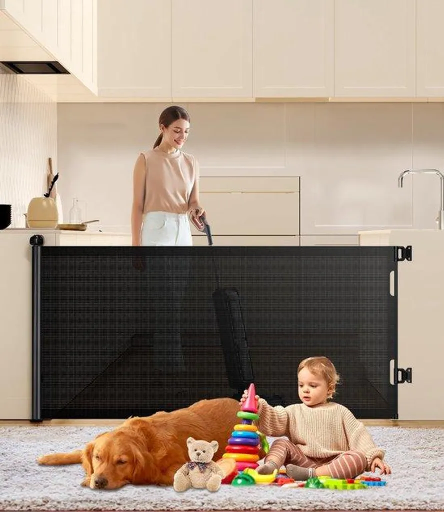 Barrière de sécurité 180 cm noire manipulation d'une seule main