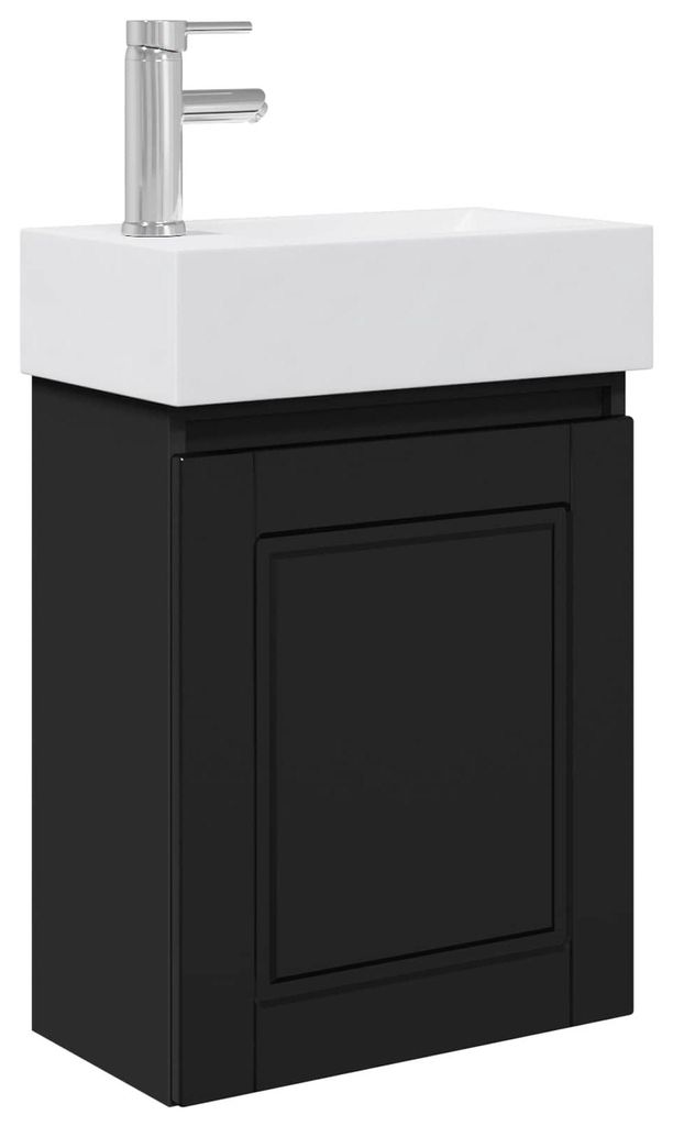 vidaXL Badezimmer Waschtischunterschrank mit Wasserhahn Schwarz