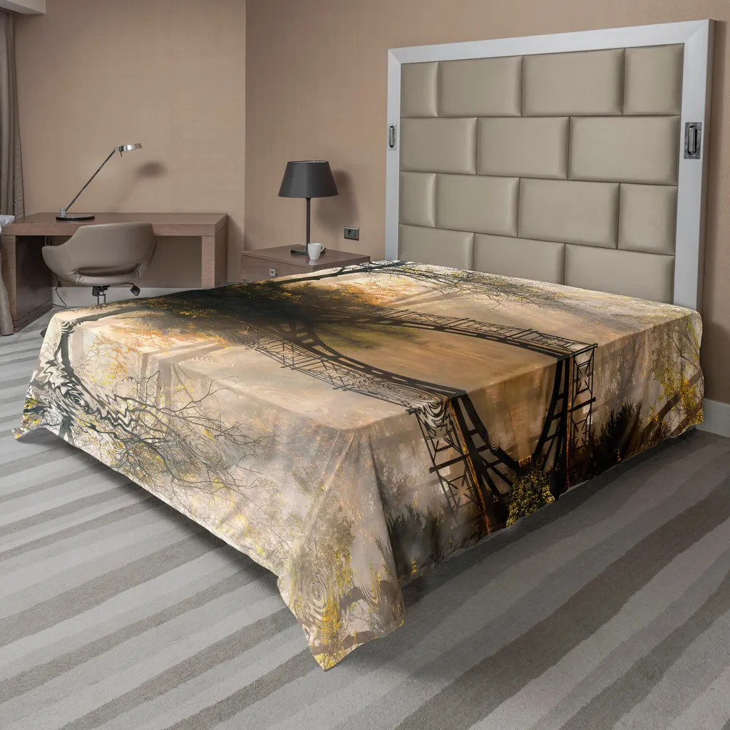 Drap de lit anti-ternissement paysage forêt brumeuse durable 266x260cm