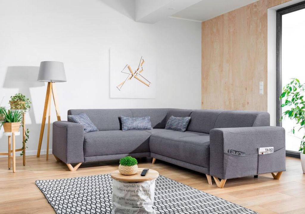 MIUFORM Classy Sophie MAX - Ecksofa mit Bettfunktion und Bettkasten L-FORM LINKS - 250x212cm - Grau - Sofa Schlafsofa Couch