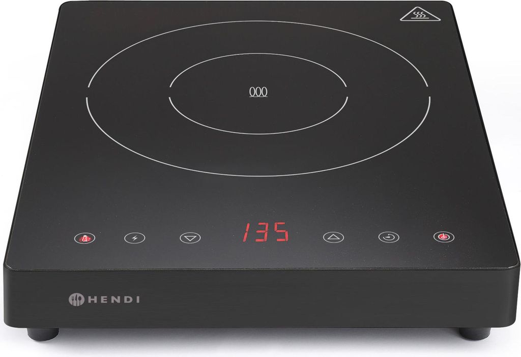 A black induction cooker on a white background.