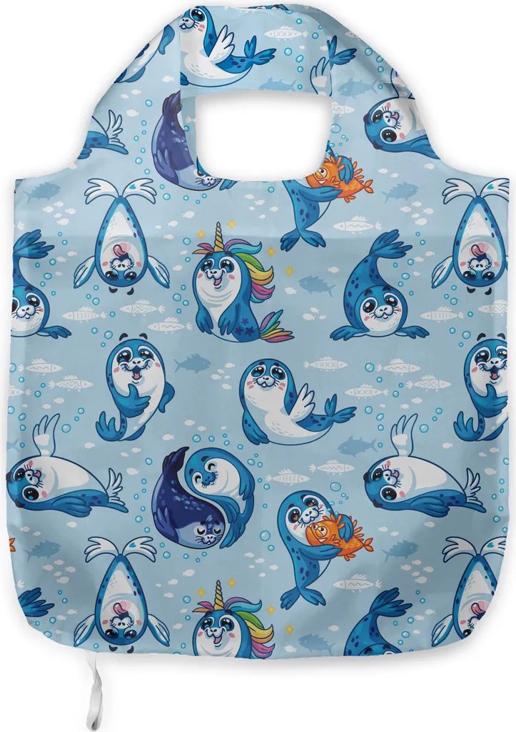 Borsa Ecologica ABAKUHAUS in Tessuto Lavabile - Blu e Bianco