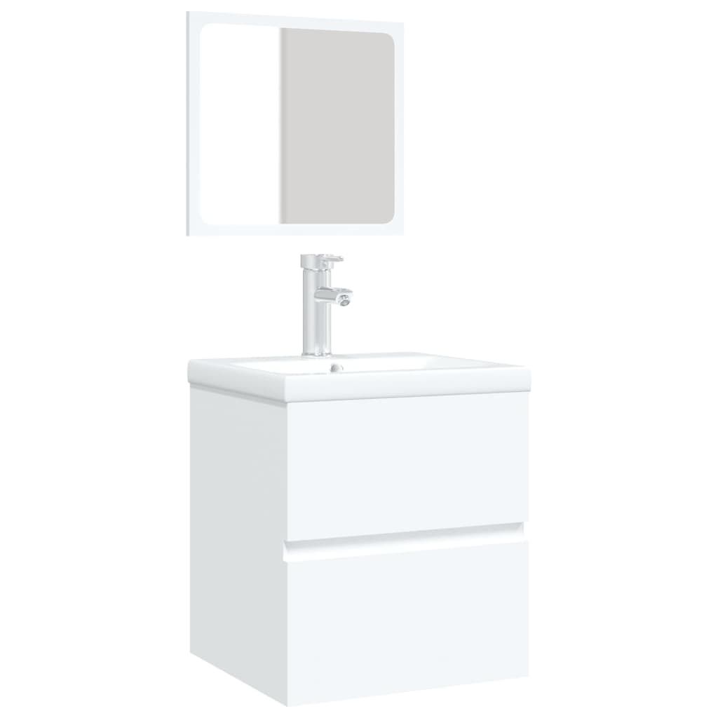 " "Waschbeckenunterschrank Modernes Design - Badezimmerschrank Badmöbel - mit Waschbecken und Spiegel Weiß NeuMöbel 8787039