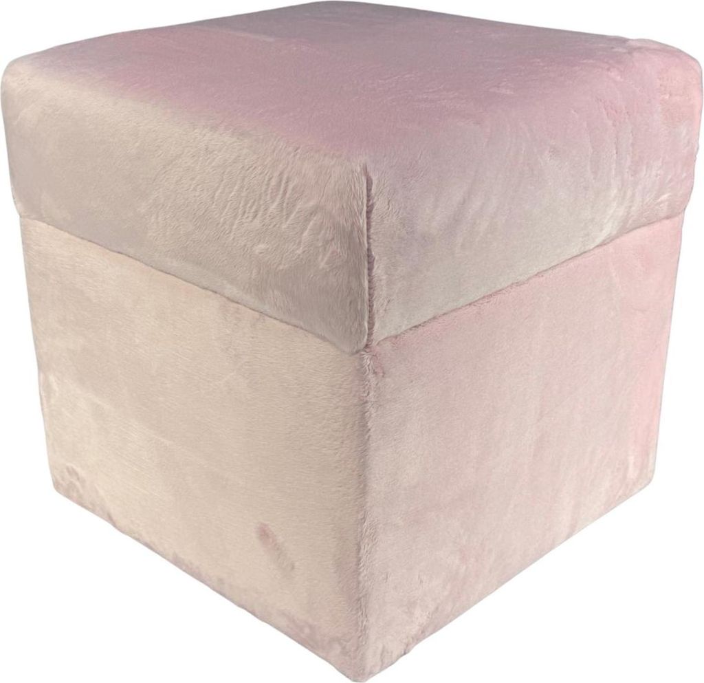 Velvet-Hocker MINKY 40x40 cm quadratisch mit Stauraum – aufklappbarer Polsterhocker aus Samtstoff – Hellrosa