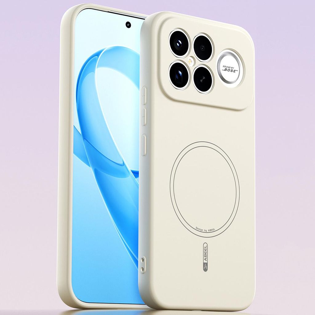 Magnetische Handyhülle für Xiaomi Poco F8 Ultra/Redmi K90 Pro, MagSafe kompatible, Flüssig Silikon Stoßfest Kratzfest Hülle Beige