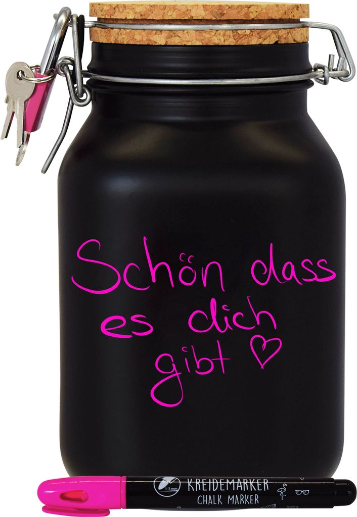 Spardose Geld Geschenk Ideen Neon Beschriftung pink Größe XL 2 Liter