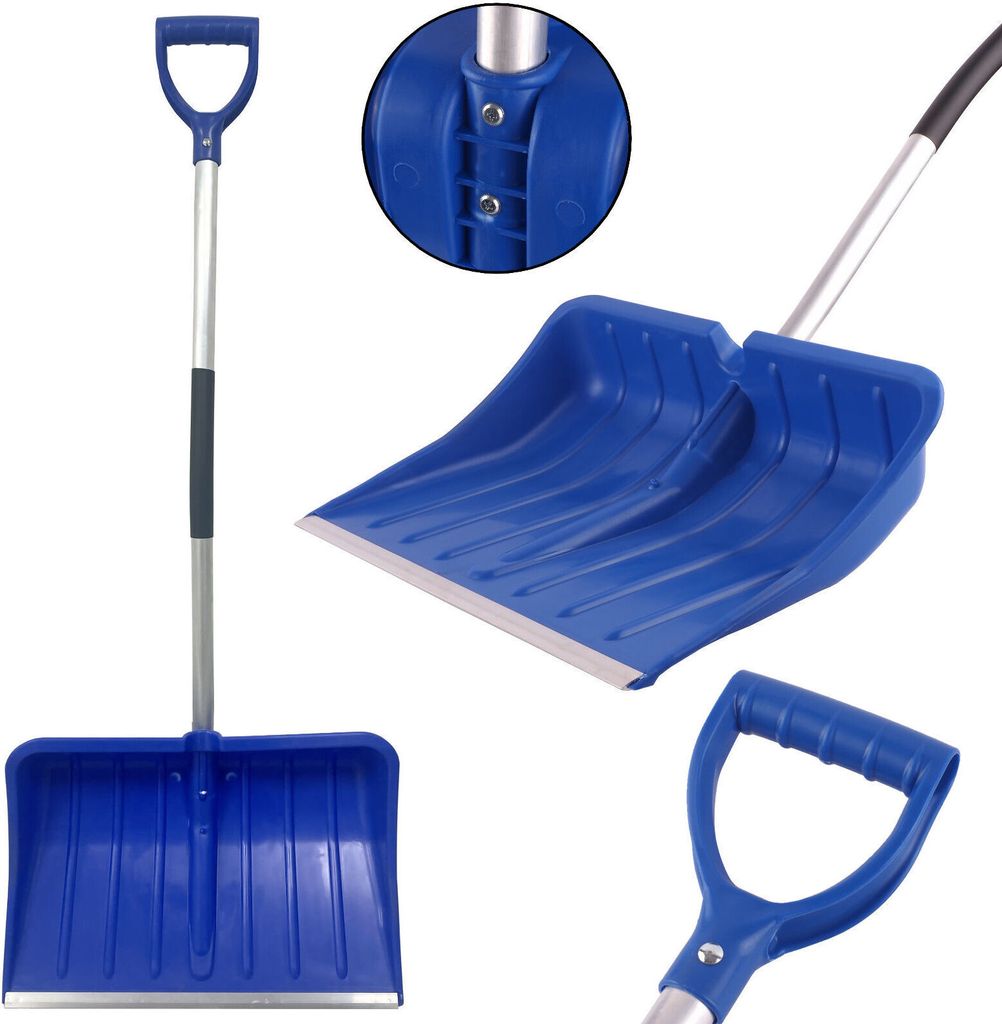 Schneeschaufel Kunststoff Schneeschieber mit Alu Stiel Schiebekante Schaufel