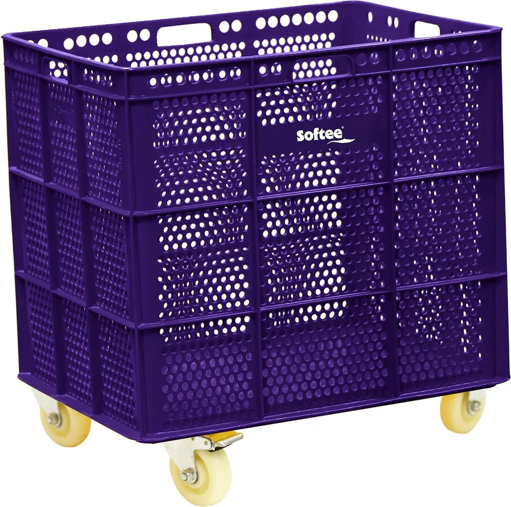 Cabas de Courses Violet avec Roulettes en Polyuréthane Résistant 60 cm