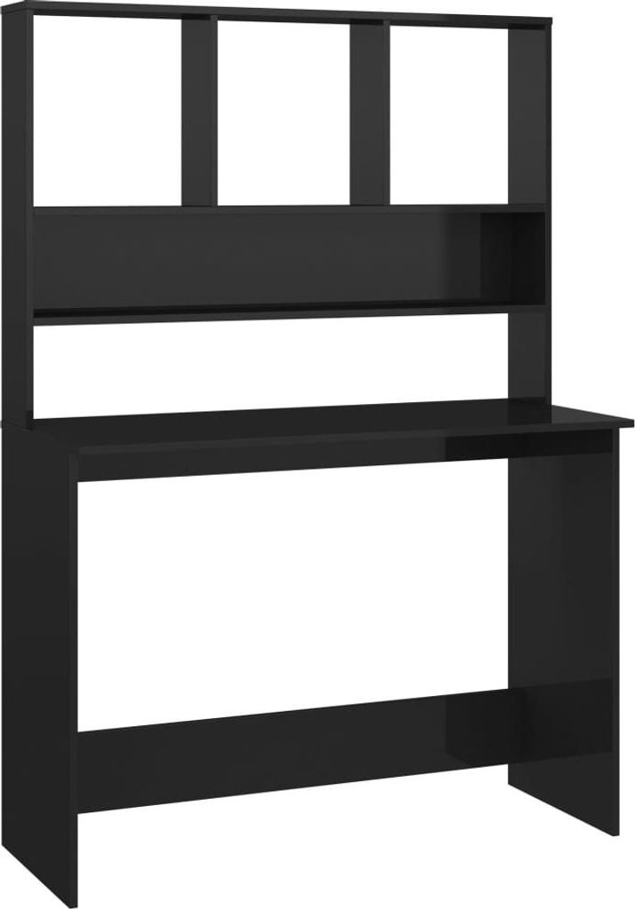 vidaXL Schreibtisch mit Regalen Hochglanz-Schwarz 110x45x157 cm