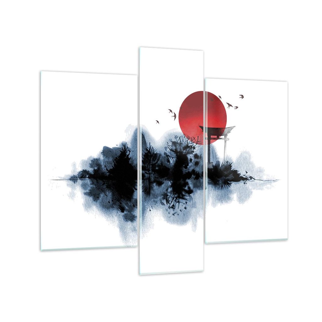 Bilder auf glas - 3 Teile - Rot Sonne Tor - 95x80cm - Glasbilder - Wandbilder - Bilder - Kunstdruck - zum Aufhängen bereit - Wanddekoration aus Gl...