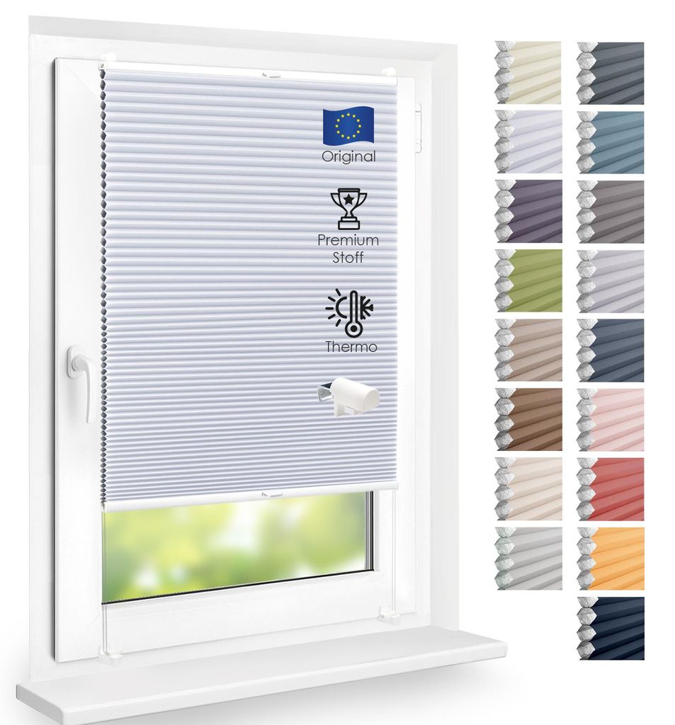 Thermo Wabenplissee Hitzeschutz, ohne Bohren, Weiß, 100x120