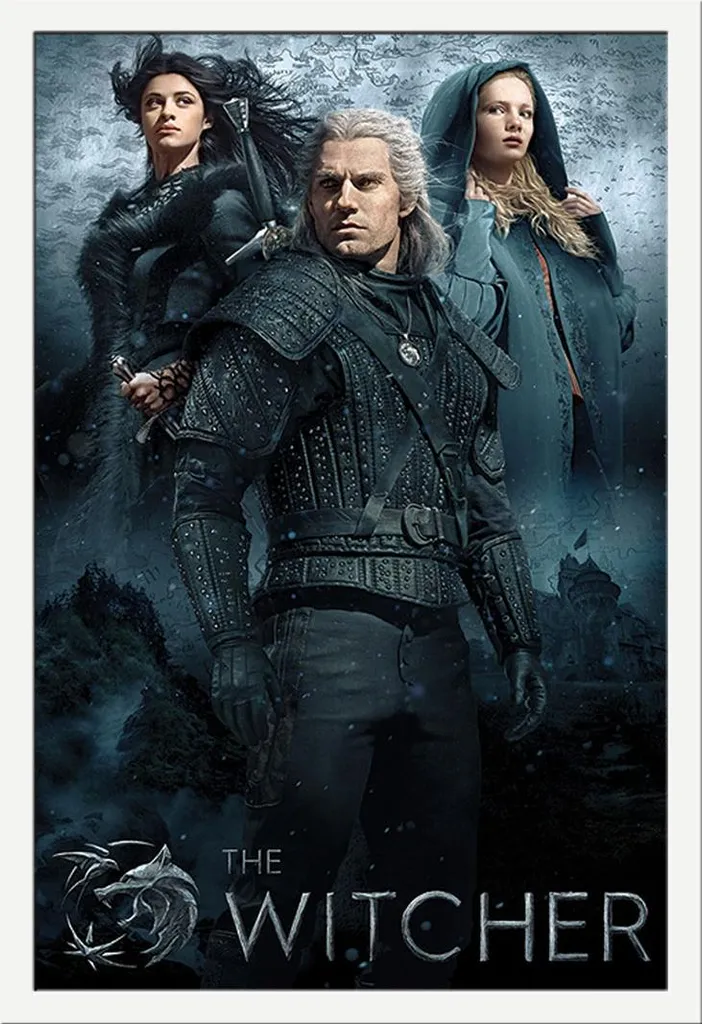 Affiche de Film The Witcher Encadrée Blanche 61x91cm Décoration Murale