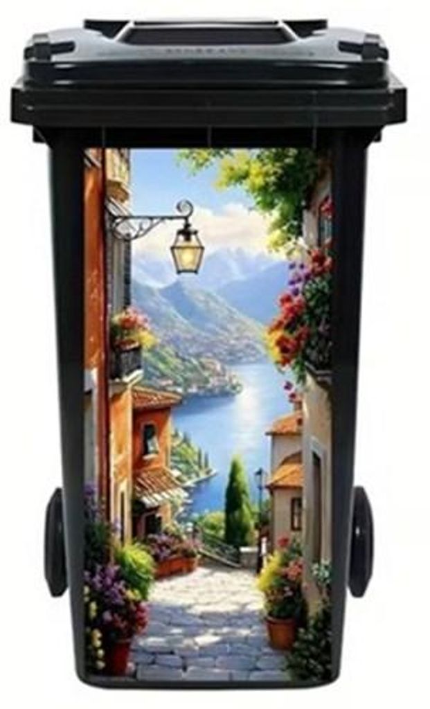 GKA Mülltonnenaufkleber italienisches Flair Aufkleber für Mülltonne wasserdicht selbstklebend 82 cm