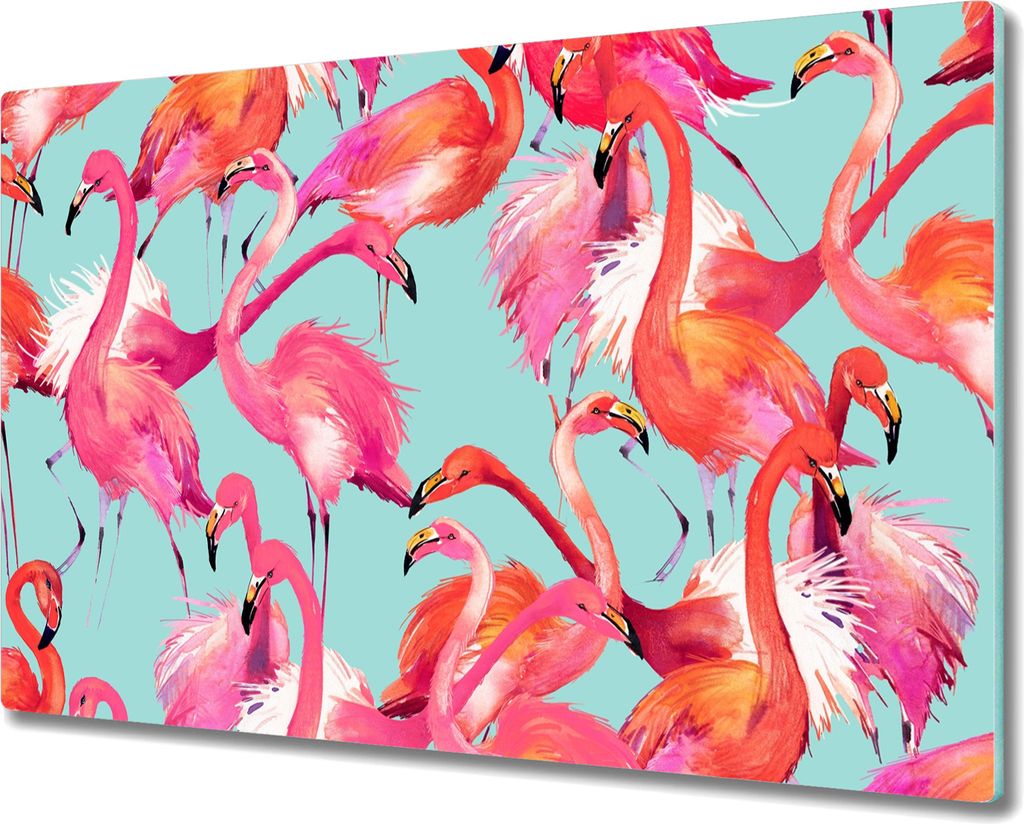 Coloray Schneidebrett Herdabdeckplatte 80x52 cm Kochplattenabdeckung Hackbrett Küchenbrett - Flamingos