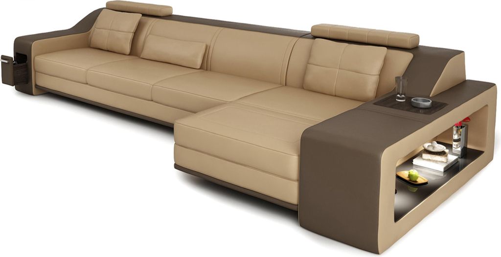 Designer Sofa Couch Ecksofa mit Hocker Polster Garnitur Wohnlandschaft L-Form
