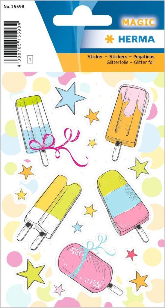 Sticker Eis am Stiel mit glänzendem Glitter