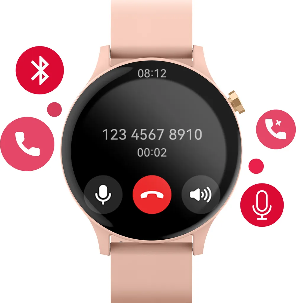 Smartwatch Bluetooth IP67 Maxlife Rose - Ne Manquez Plus Aucun Appel !