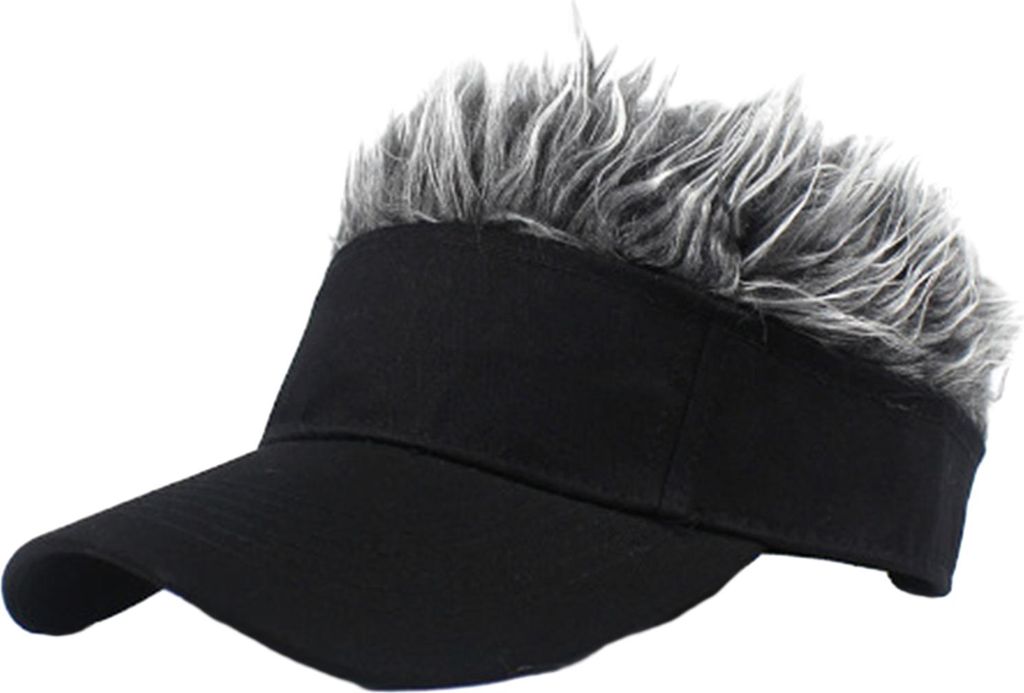 Neuartige Sonnenblende mit Kunsthaar, verstellbare Schirmperücke, Baseballmütze mit stacheligem Kurzhaar, lustige Hip-Hop-Mütze für ausgefallen...