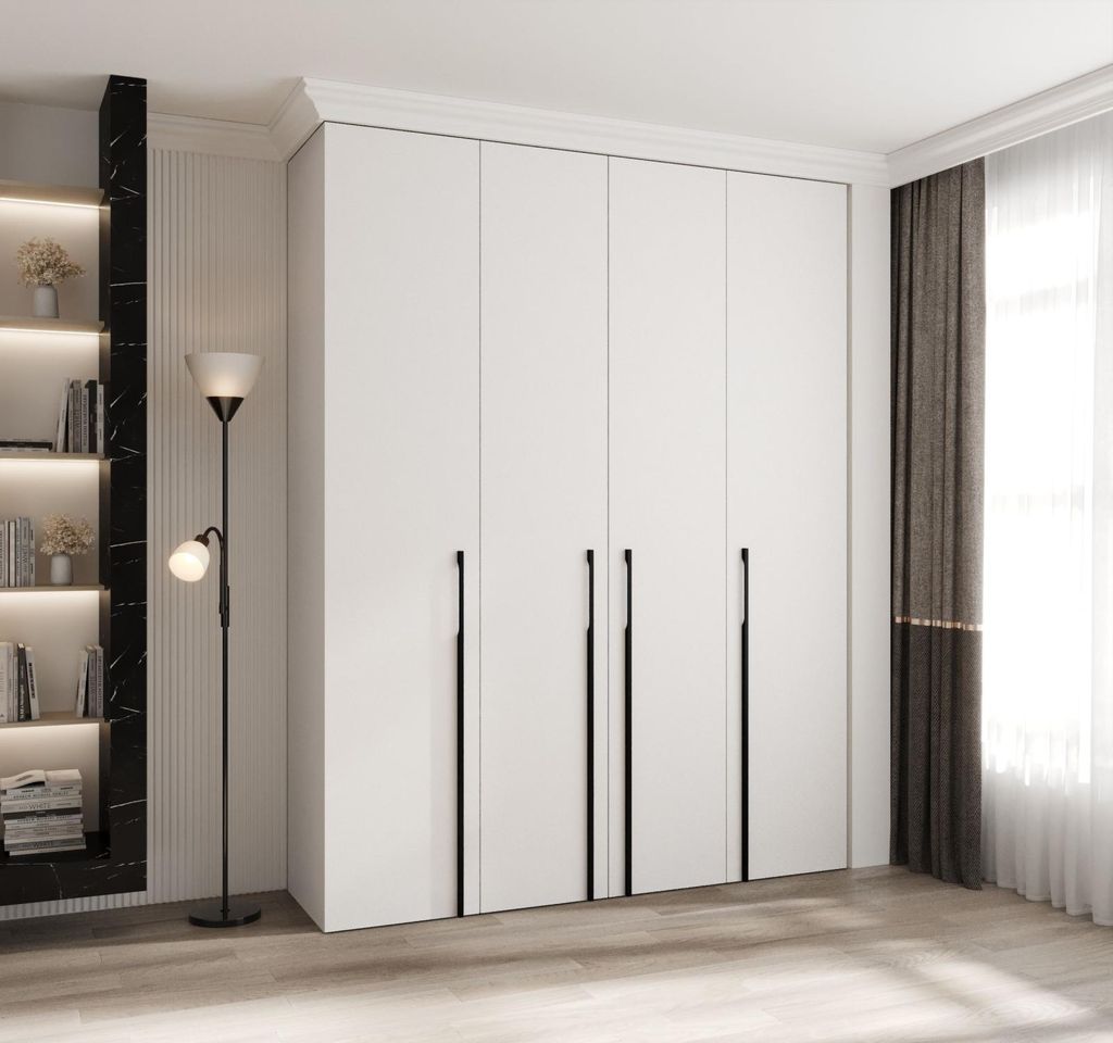 Kleiderschrank mit Regalen 190/40 LORENA 3 - weiß/schwarz