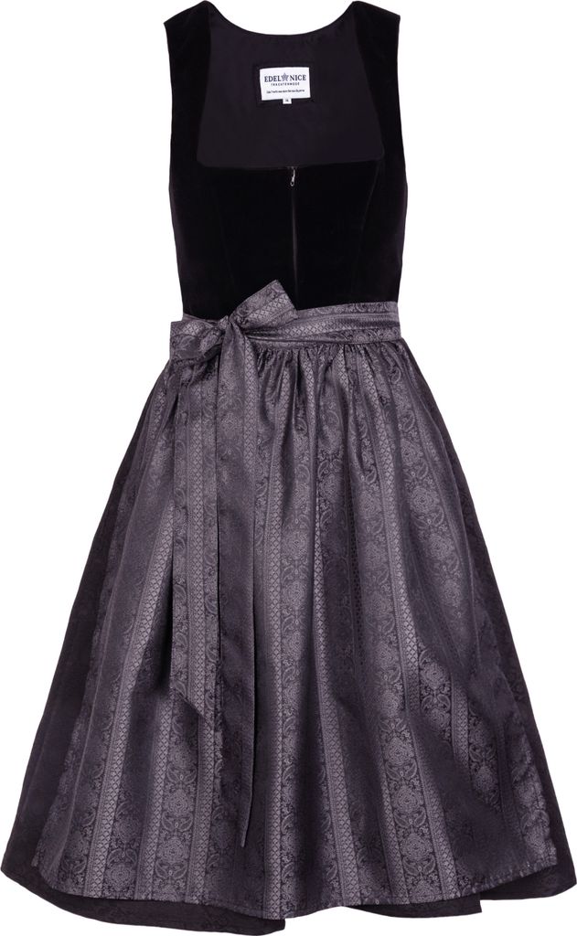 Edelnice Midi Dirndl Evi Samt Schwarz 54