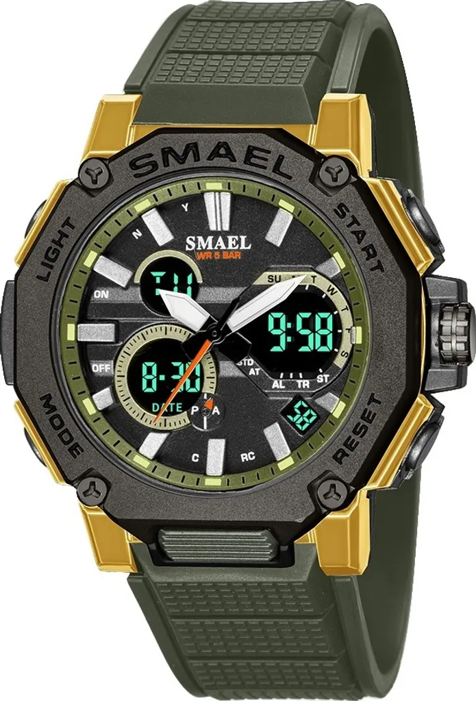 Orologio SMAEL per uomo allarme Sport cronometro Camouflage Army orologio da polso milare Dual Time Display orologi da uomo al quarzo digale 8049  1511