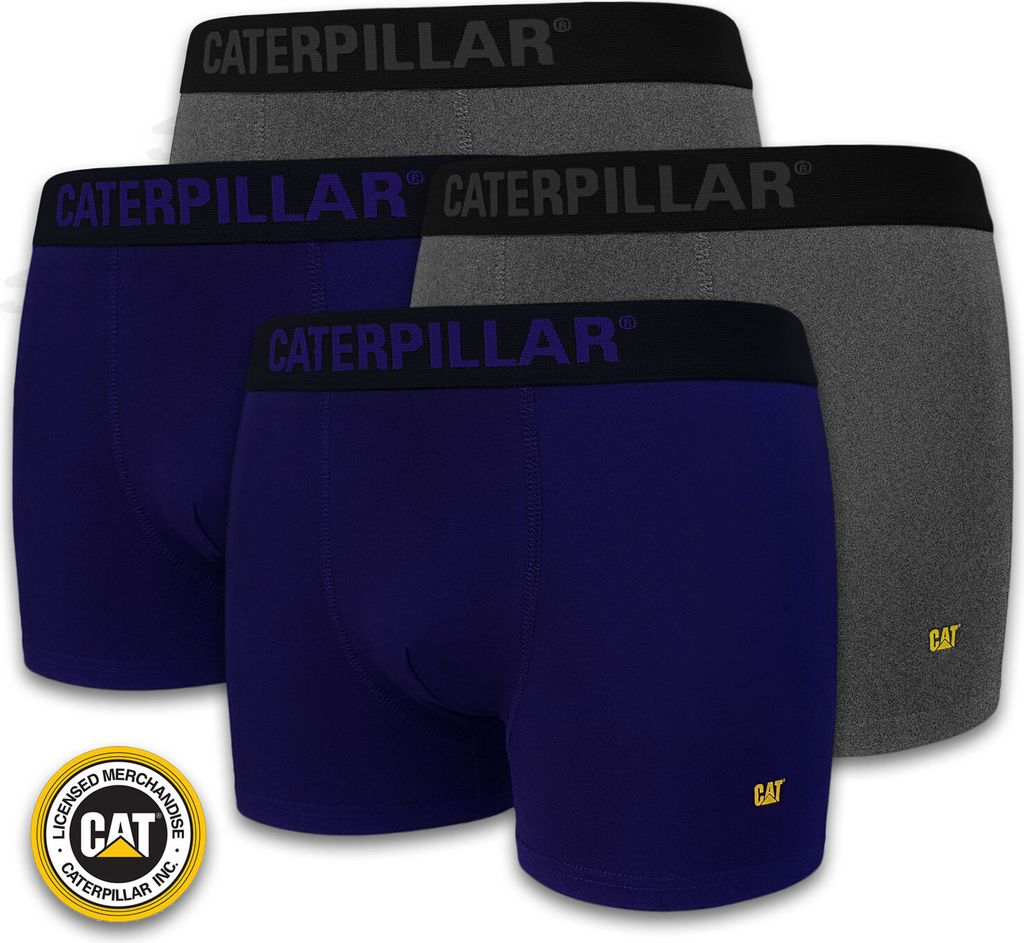 CAT CATERPILLAR Boxershorts Blau/Grau | Größe M (5) - 12er Pack | Atmungsaktive Retro Shorts | Herren Boxer Short | Unterhosen Etikettenlos