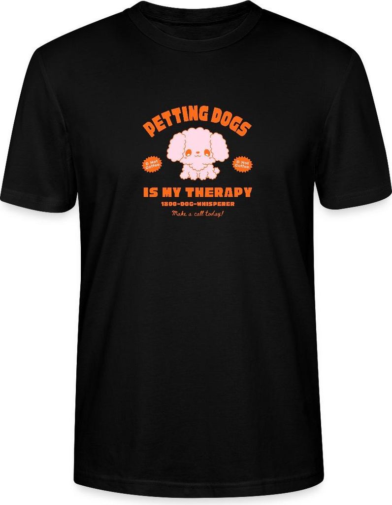Spreadshirt Petting Dogs Is My Therapy Süßes Hunde Motiv Uni Bio T-Shirt, XXL, Schwarz
