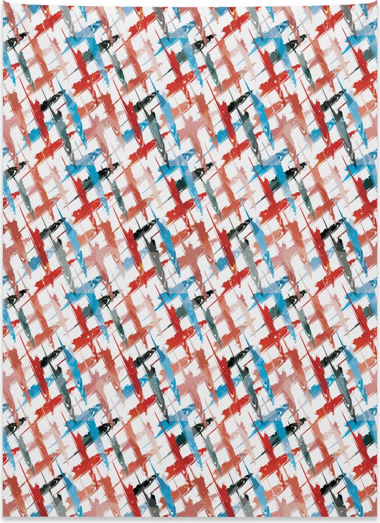 Abakuhaus Stoff Wandteppich, Grunge Graffiti-Muster aus Weiches Mikrofaser Stoff Kein Verblassen Klare Farben Waschbar, 110 x 150 cm, Blau Rot