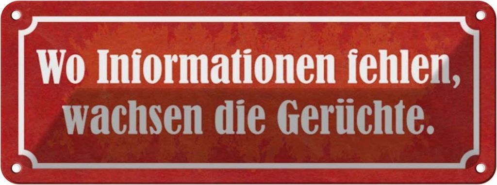 vianmo Blechschild 10x27 cm wo Informationen fehlen Gerüchte Spruch Zitat
