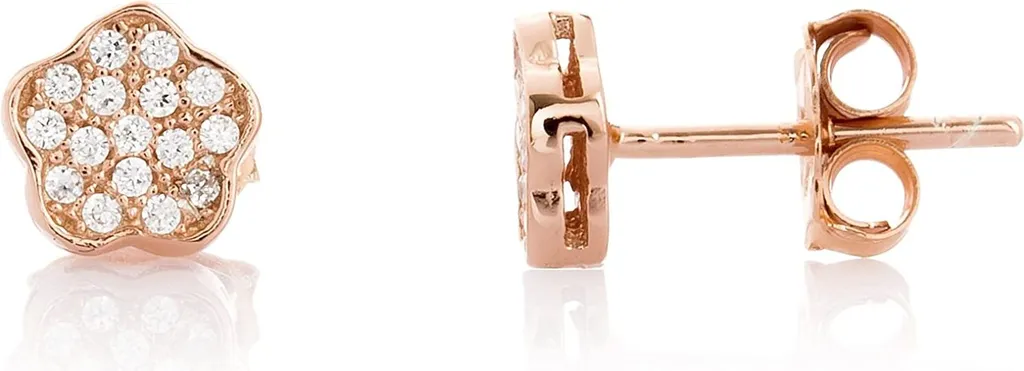 Orecchini Quotidiani Karisma Fiore 6mm Argento Oro Rosa Zirconi