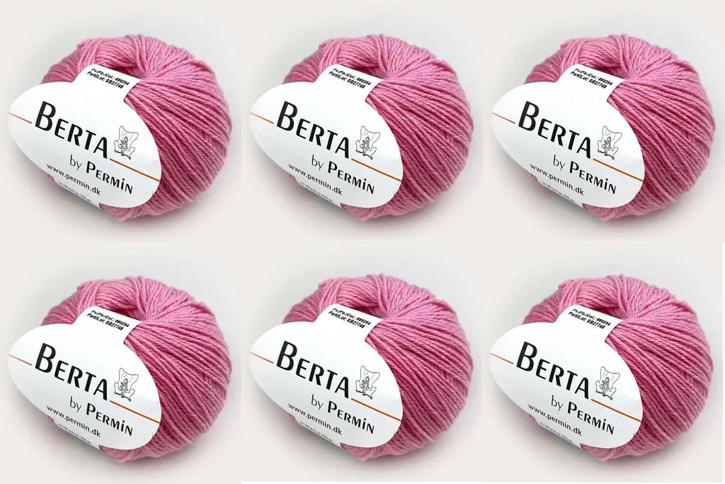 Laine rose clair Berta Permin 6 pelotes anti-irritation Oeko-Tex 54