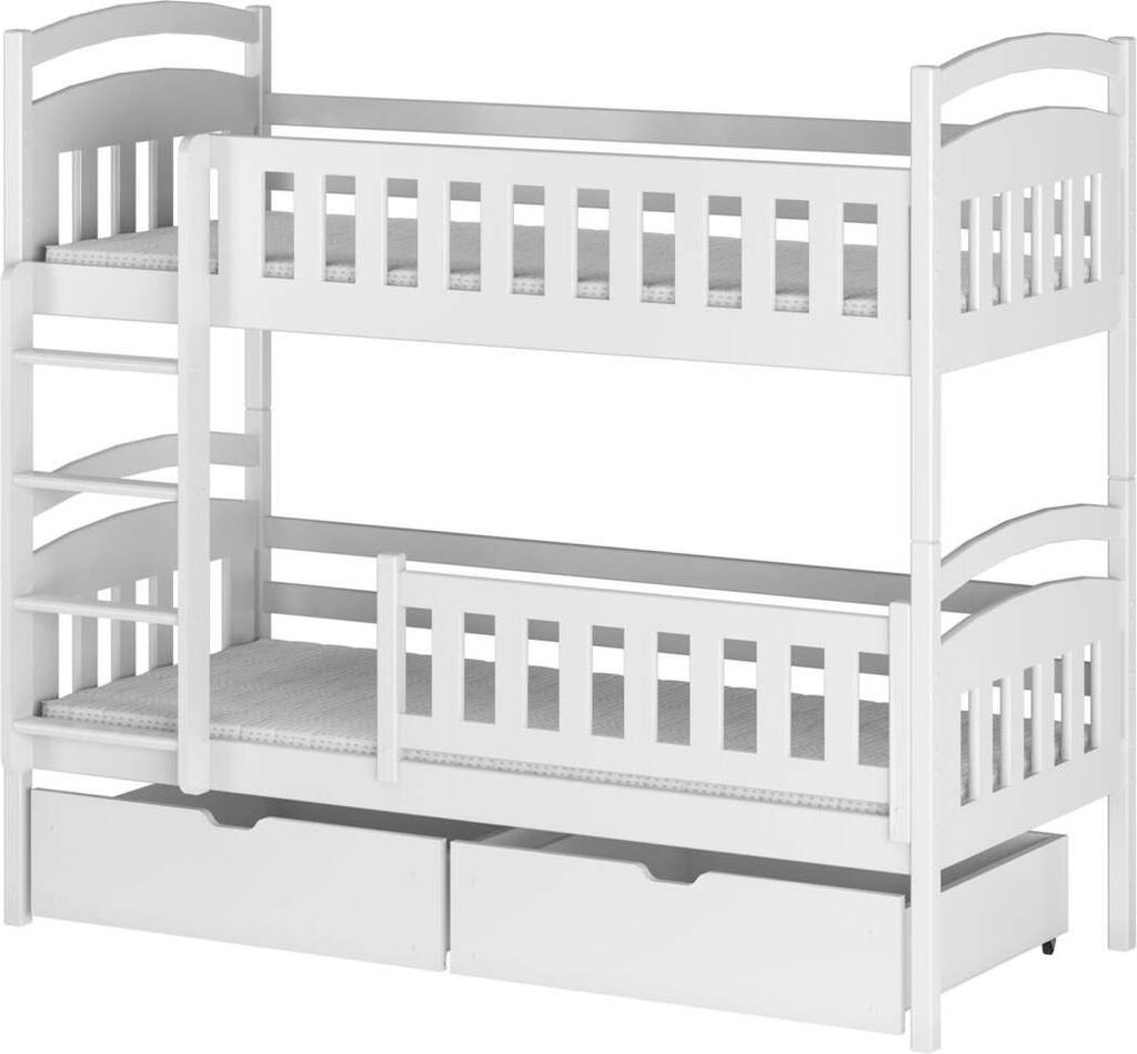 FURNLUX Bunk Bed Ignas Weiss 90x200cm / Hauptfarbe: Weiß / Abmessungen: 96 x 208 x 164 cm