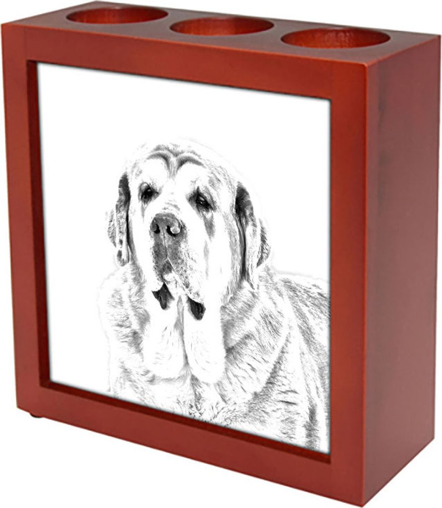 Spanischer Mastiff, Mastín aus León - Stifthalter mit Hund, Schreibtischorganizer mit Aufdruck, personalisierte Schreibtischdekoration der Marke ...