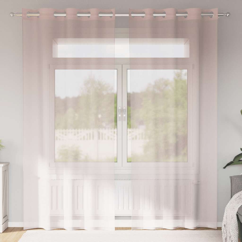 "2026 Promotion" Voile Vorhänge, Gute Qualität, mit Ösen 2 Stk. Hellrosa 140x245 cm - Gardinen & Vorhänge MM707