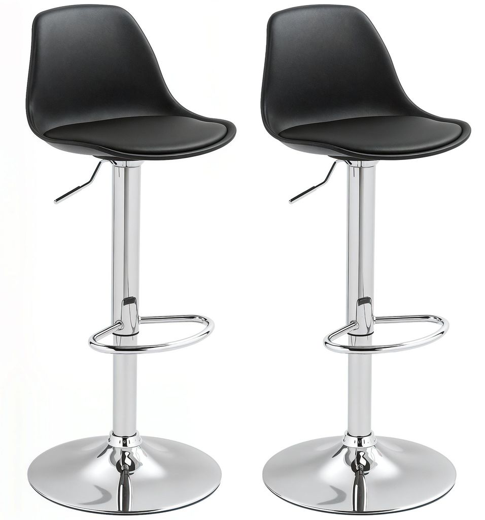 2er-Set Barhocker, Barstühle, Drehstühle mit Lehne, höhenverstellbar, bis 120 kg belastbar, 42 x 38 x 82-104 cm, Schwarz, 42,0x38,0x104,0 cm