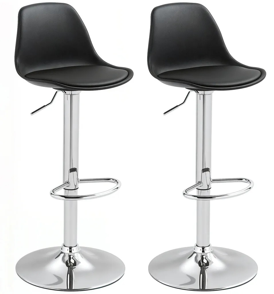Chaises de bar rembourrées avec dossier et structure acier lot de 2