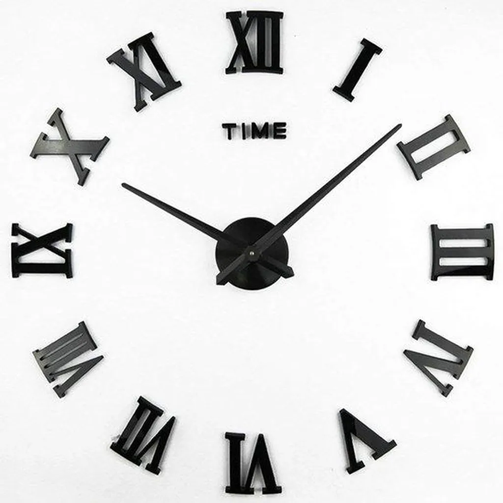Horloge murale 3D sans perçage pour grands murs noirs design 100cm