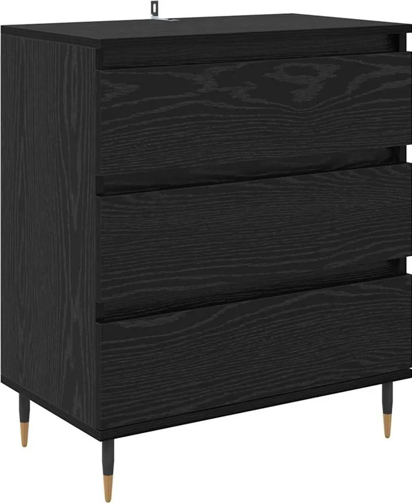 Mobiletto Soggiorno Nero Rovere 60cm | Madia Moderna Minimalista