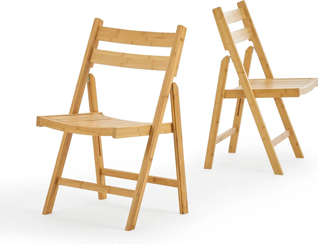 Chaise pliante en bambou Gran - Set de 2 pour petits espaces 78x44cm