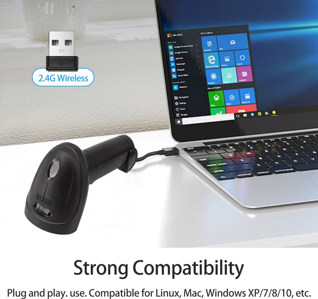 Kabelloser 1D-Barcode-Scanner, 2,4 G + USB-Kabelverbindung, Produktbild 8