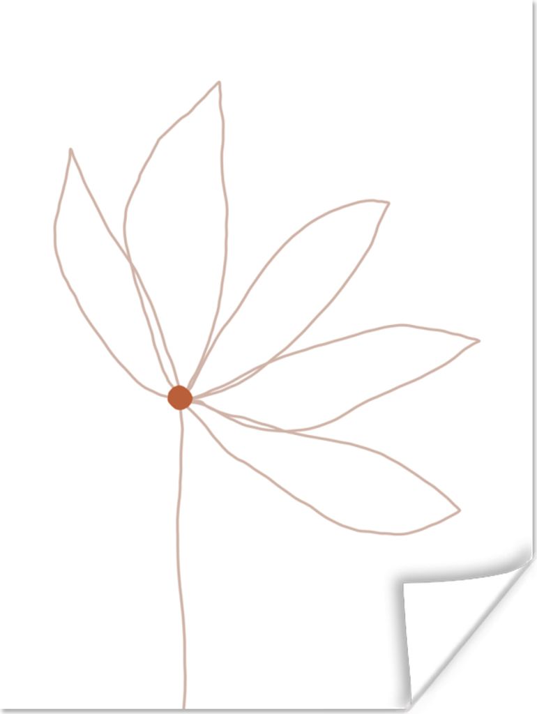MuchoWow Poster Minimalismus - Blumen - Linienkunst 120x160 cm - Wandbilder