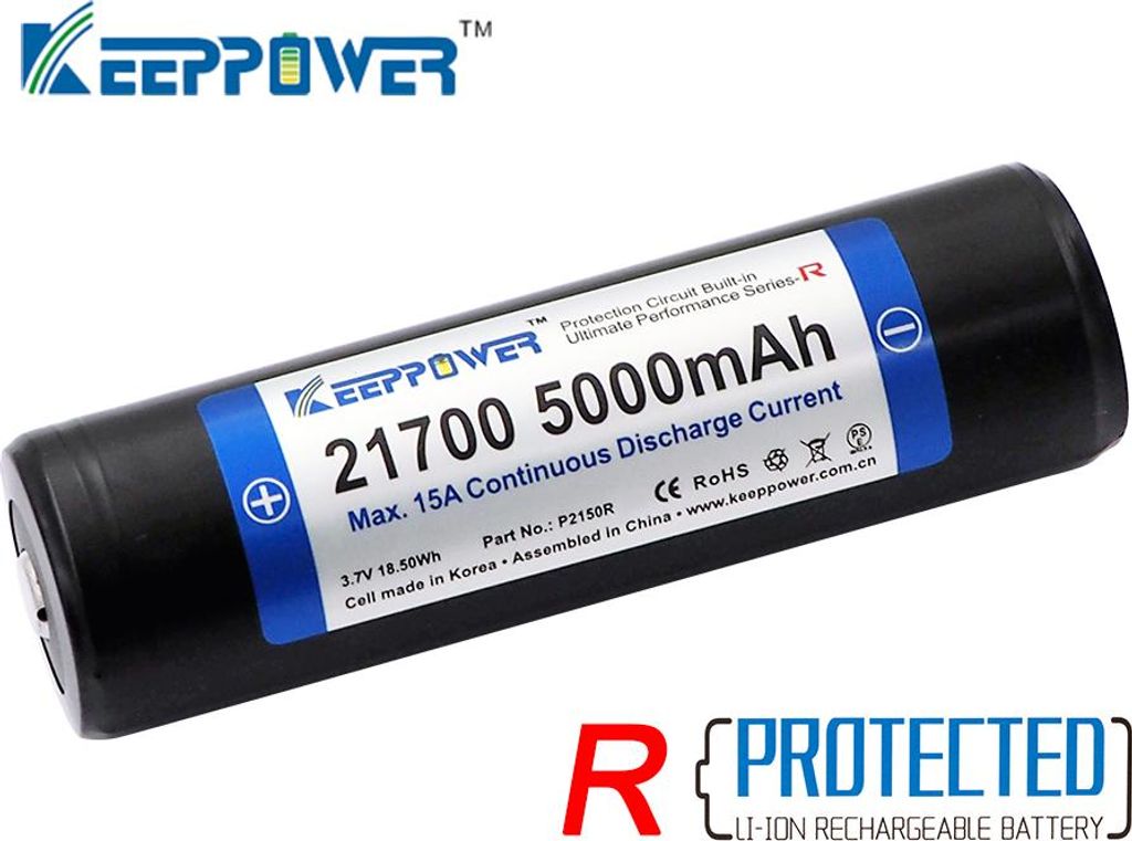 Keeppower 21700 R 15A 5000mAh 3,6V - 3,7V Li-Ion-Akku PCB geschützt